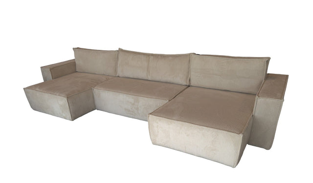 U-Hoeksalon "Nizza" beige met bedfunctie en opbergruimte