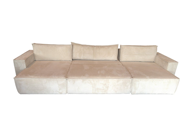 U-Hoeksalon "Nizza" beige met bedfunctie en opbergruimte