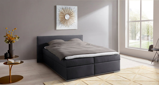 COLLECTION AB Boxspring "Kreta" antraciet 140X200 inclusief topper (zonder opbergruimte)