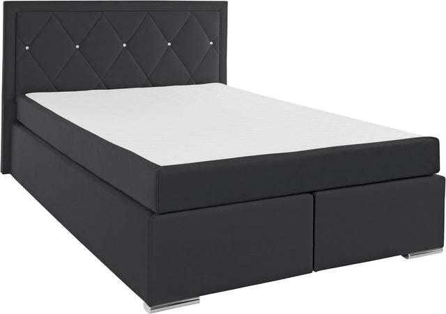 Leonique boxspring "Alfie" zwart 140X200 inclusief topper
