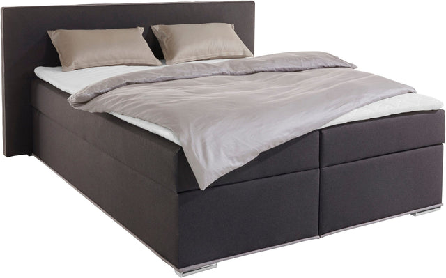 COLLECTION AB Boxspring "Kreta" antraciet 140X200 inclusief topper (zonder opbergruimte)