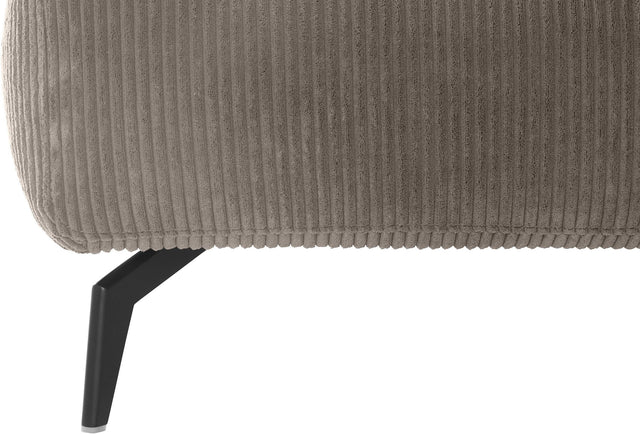 Andas U-Hoekbank "Drobak" lichtgrijs chaise longue rechts met corduroy bekleding en zwart metalen poten
