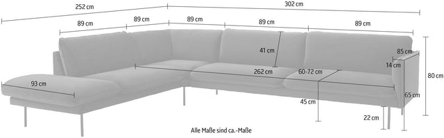 Andas L-Hoekbank "Levon" bruin chaise longue links
