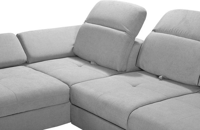 Places of Style L-Hoekbank "Nyon" grijs chaise longue rechts met slaapbank & hoofdbord- en armleuningverstelling