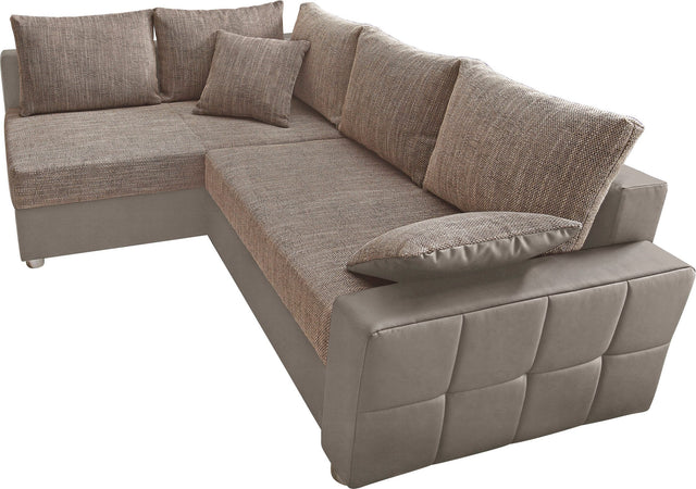 COLLECTION AB L-Hoekbank "Parma" cappuccino met bedfunctie en veerkern