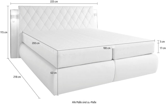 COLLECTION AB "Amalfi" boxspring wit inclusief opbergruimt, LED-verlichting en topper