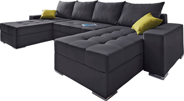 COLLECTION AB "Josy" anthracite 2 méridiennes XL avec fonction lit et rangements