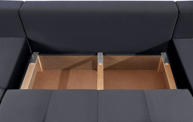 COLLECTION AB "Josy" anthracite 2 méridiennes XL avec fonction lit et rangements