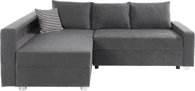 COLLECTION AB L-hoekbank "Relax" grijs chaise longue links en rechts monteerbaar inclusief bedfunctie