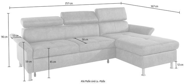 Exxpo - Sofa Fashion L-Hoekbank "Maretto" beige inclusief hoofd- en Rugverstelling