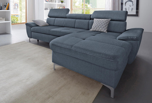 Exxpo - Sofa Fashion L-Hoekbank "Azzano" antraciet blauw chaise longue rechts