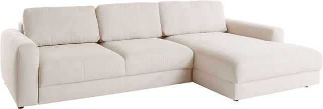 Canapé d'angle en L Places of Style "Bloomfield" méridienne beige à droite avec fonction lit et espace de rangement 