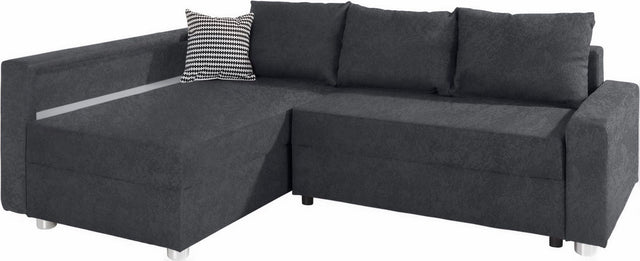 COLLECTION AB L-hoekbank "Relax" grijs chaise longue links en rechts monteerbaar inclusief bedfunctie