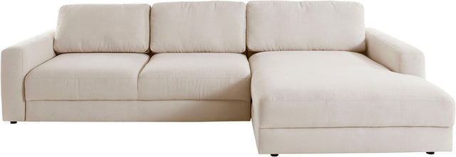Canapé d'angle en L Places of Style "Bloomfield" méridienne beige à droite avec fonction lit et espace de rangement 