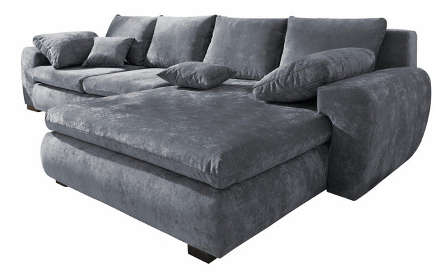 Home affaire L-corner sofa "Cara Mia" gray chaise longue right with bed function 