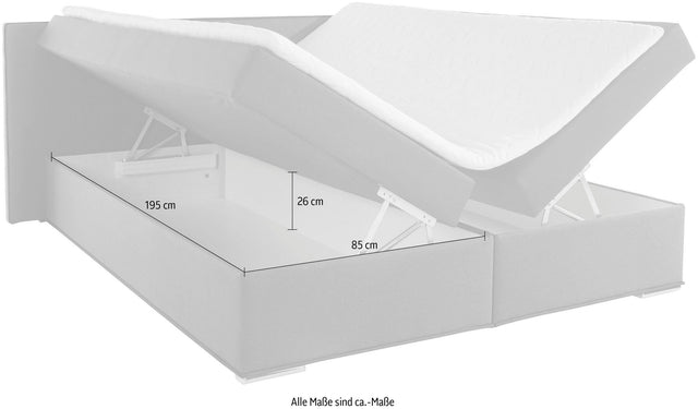 COLLECTIE AB Boxpsring "Kreta" antraciet 180x200 inclusief opbergruimte en topper