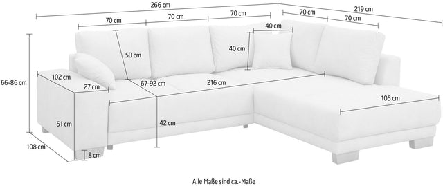 Home affaire L-corner sofa "Essex Luxus" gray with bed function and storage space