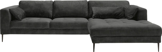 TRENDMANUFAKTUR L-Corner sofa "Luzi" dark gray chaise longue right with bed function and storage space